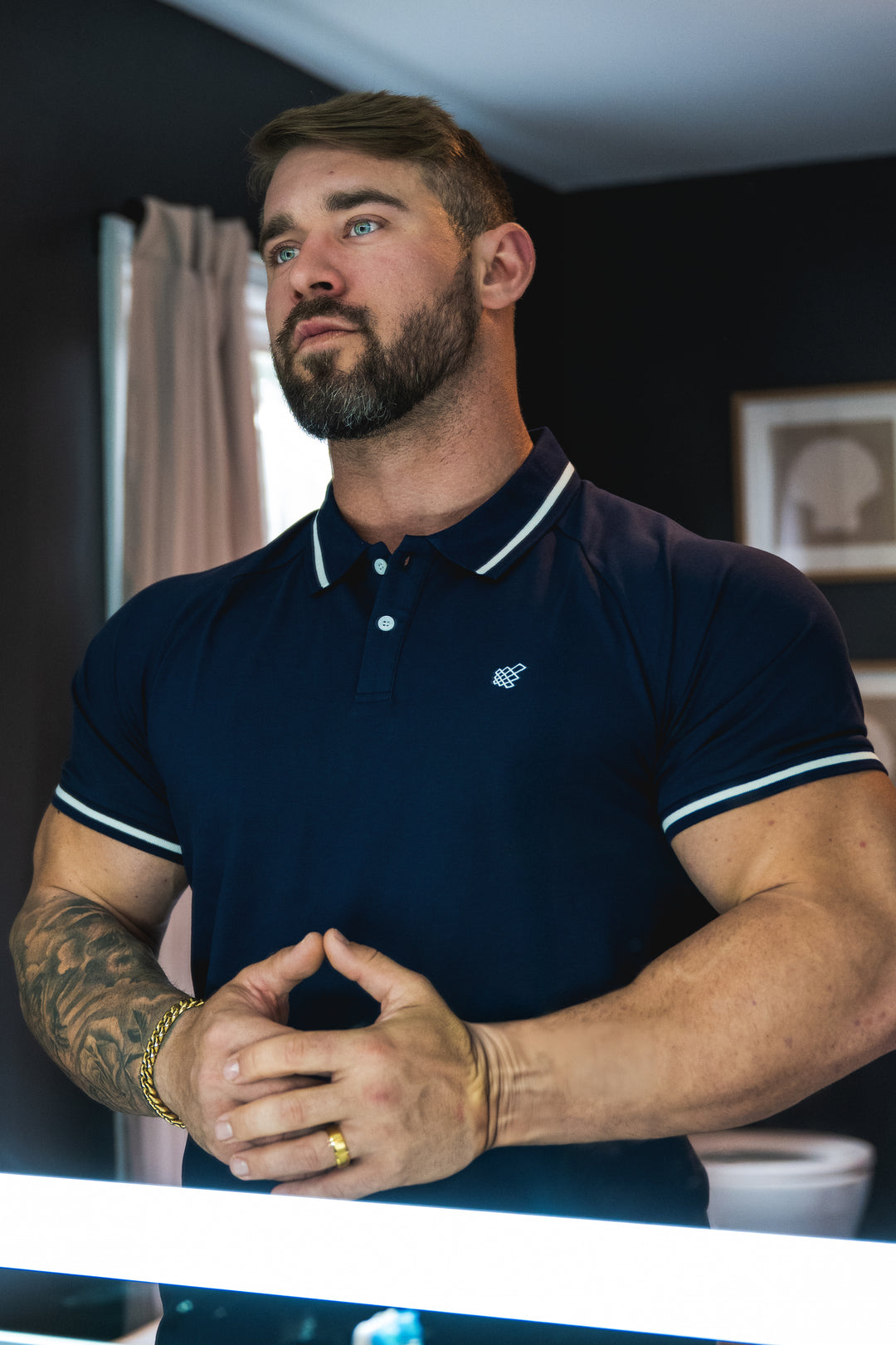 Banded Muscle-Fit Polo T-Shirt - Navy