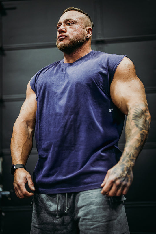 Retro Oversized Muscle Tee - Washed Navy