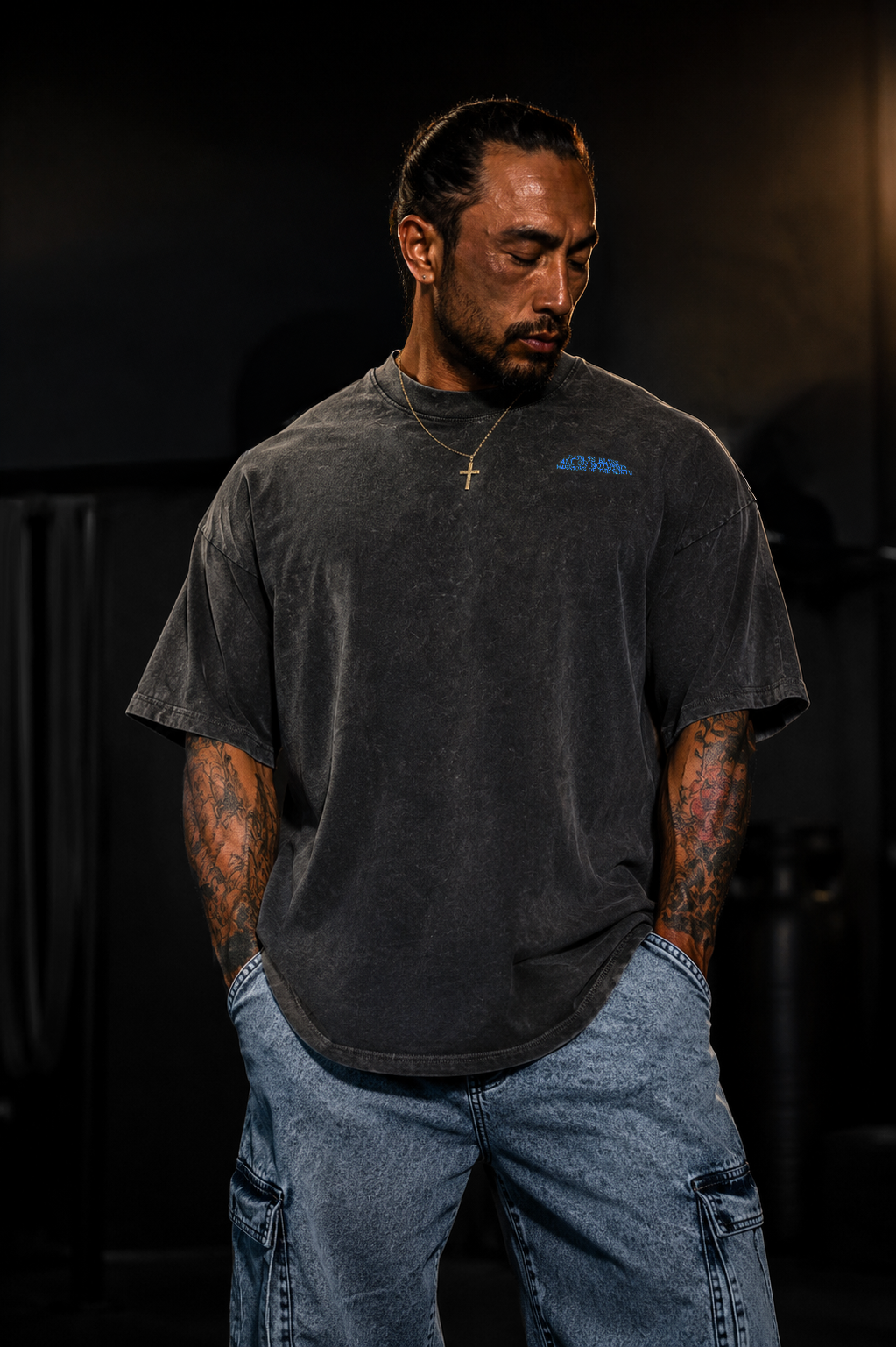 Acid Washed Oversized T-Shirt - Charcoal Black