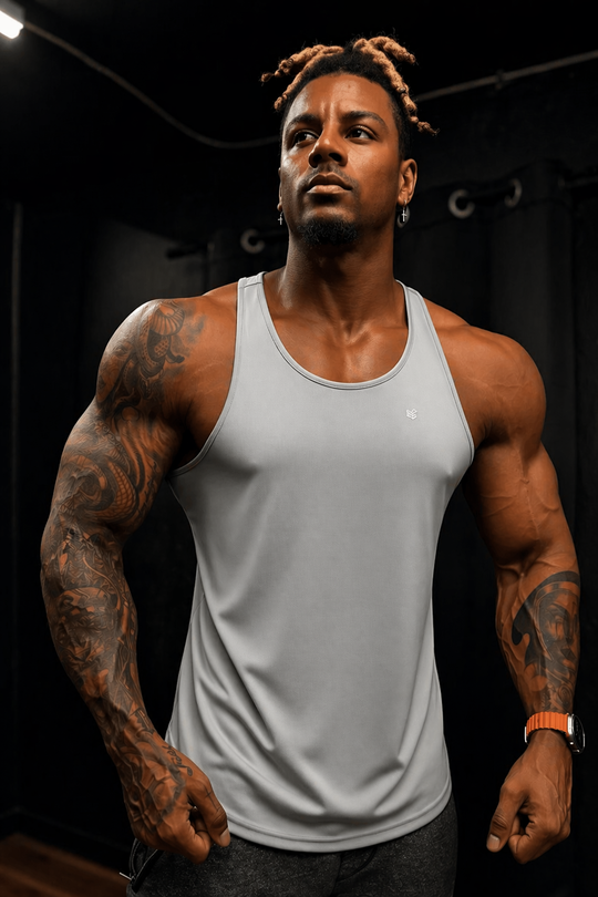Fast-Dry Bodybuilding Workout Stringer - Silver