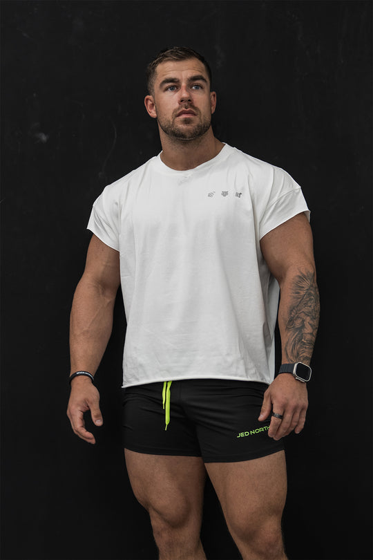 Oversized Raw-Cut Cropped Tee - White