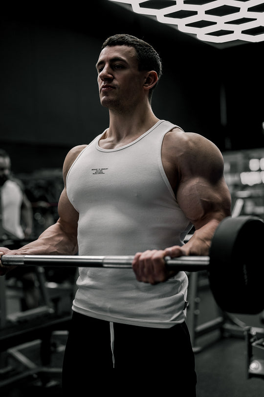 Ribbed Muscle Tank Top - White