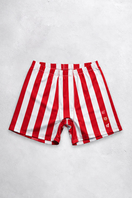 Retro Bodybuilding Shorts - Red & White