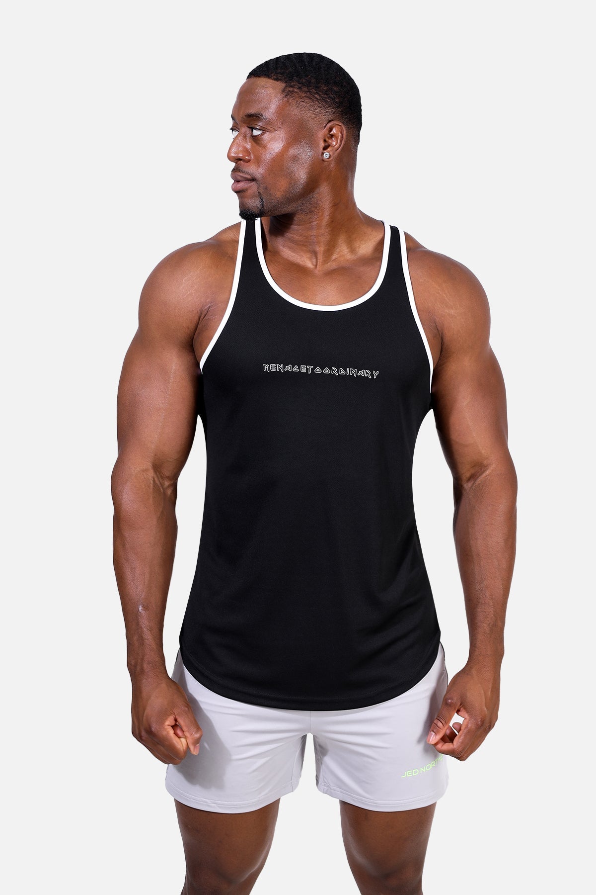 Fast-Dry Bodybuilding Workout Stringer - Black w White Menace