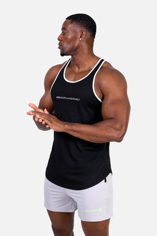 Fast-Dry Bodybuilding Workout Stringer - Black w White Menace