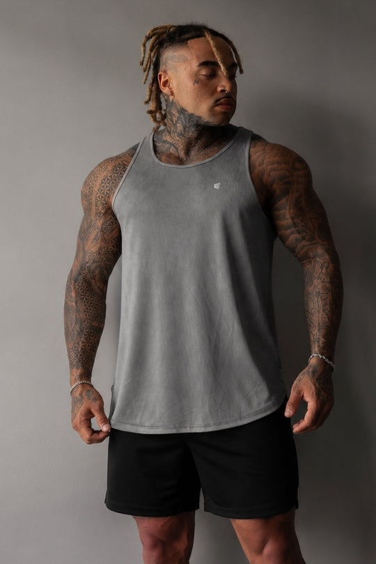 Fast-Dry Bodybuilding Workout Stringer - Dusted Silver