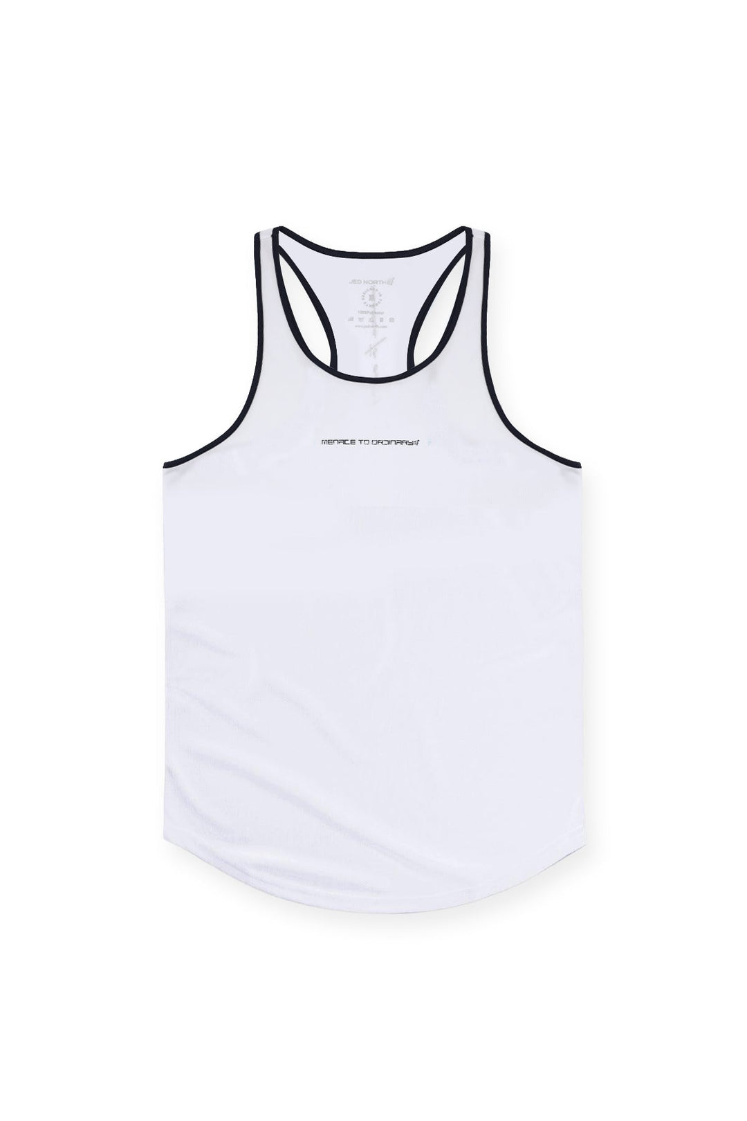 Fast-Dry Bodybuilding Workout Stringer - White w/ Navy Menace