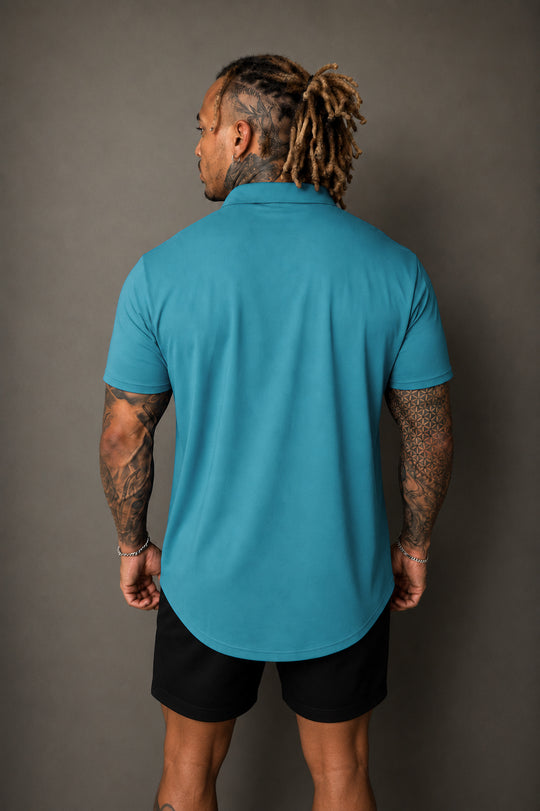 Premium Stretch Button-Up Shirt - Light Teal