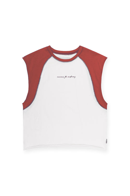Raglan Sleeveless Tank Top - Brick Red