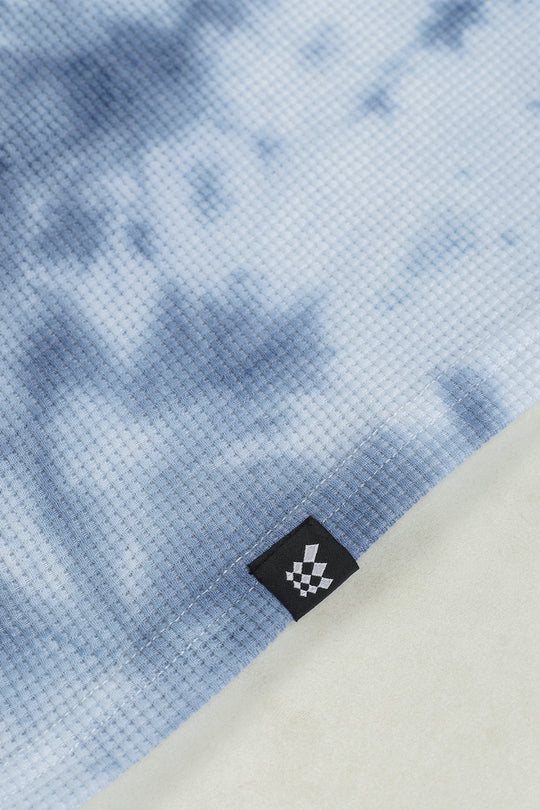 Waffle Henley T-Shirt - Blue Tie Dye