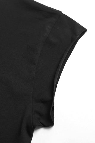 Oversized Raw-Cut Cropped Tee - Black