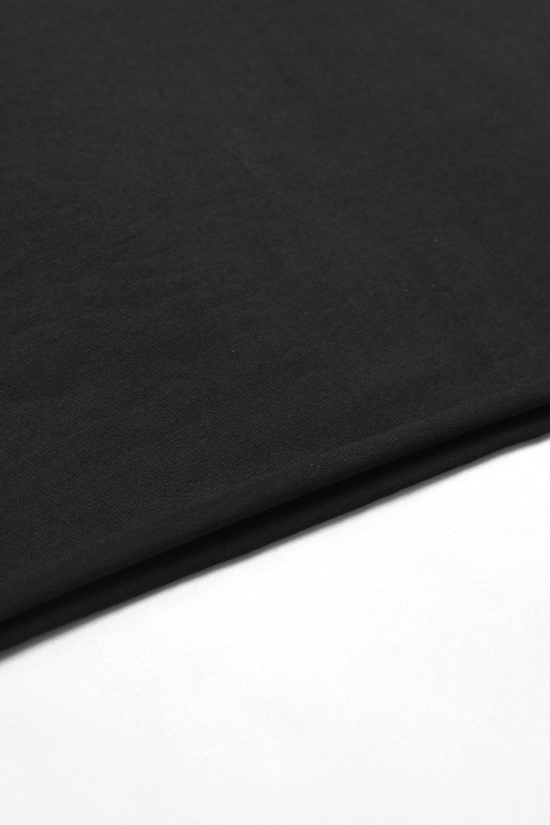 Oversized Raw-Cut Cropped Tee - Black