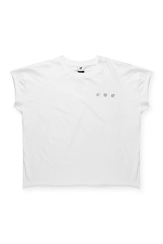 Oversized Raw-Cut Cropped Tee - White
