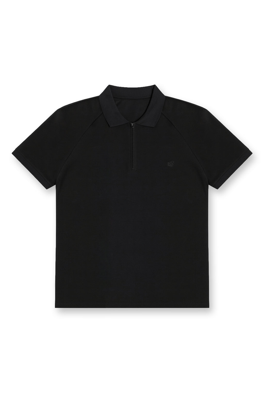 Premium Muscle-Fit Polo Tee w/ Zipper - Black