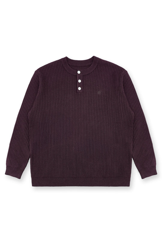 Classic Henley Sweater  - Brown