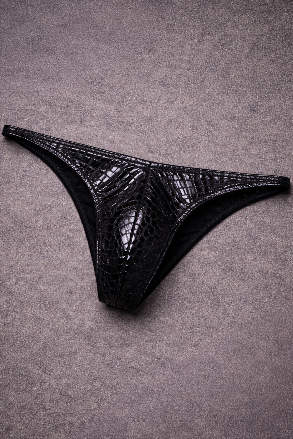 Men's Bodybuilding Posing Trunks - Black Metallic Croc Print