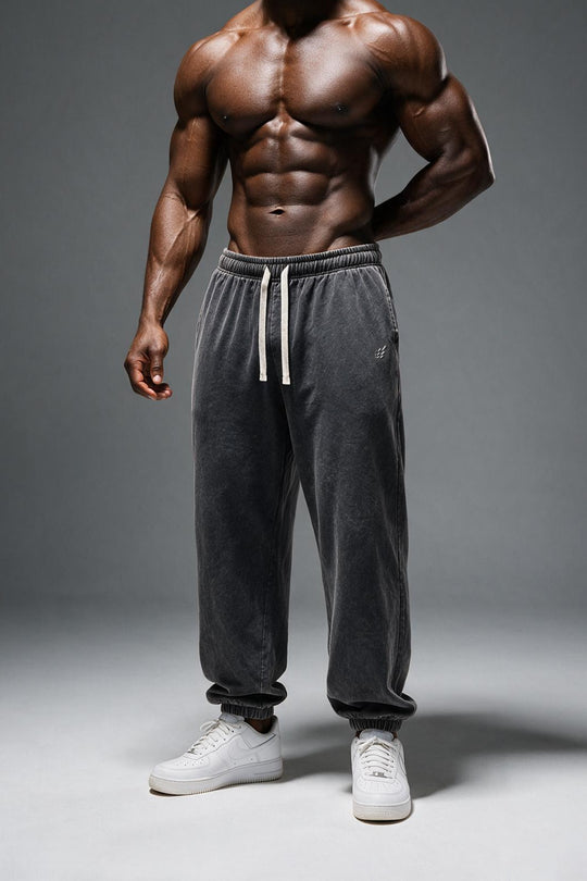 Loose Fit Comfort Joggers - Washed Black