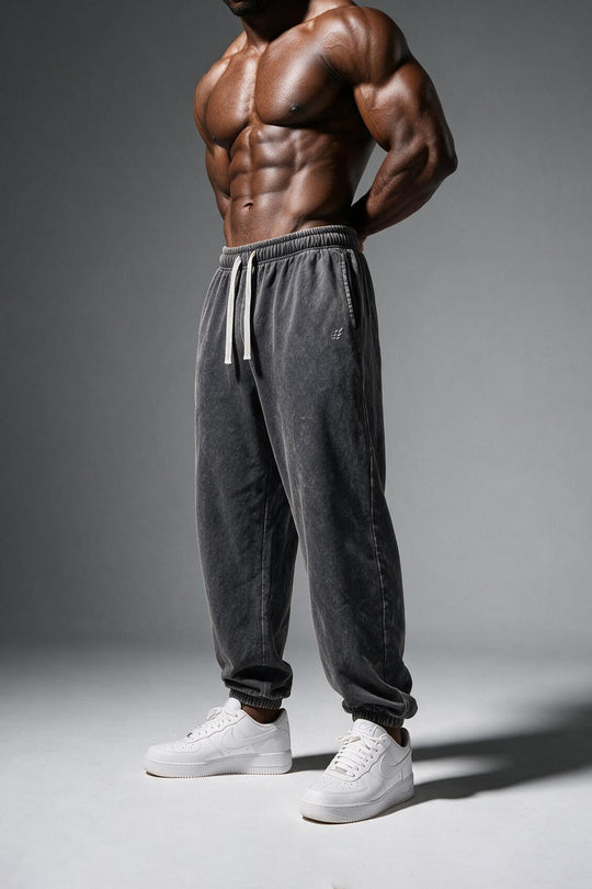 Loose Fit Comfort Joggers - Washed Black