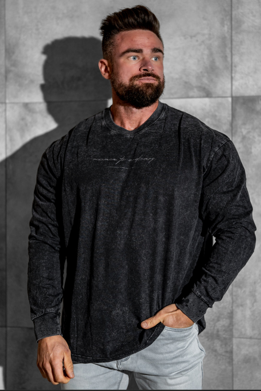 Vintage Wash Long Sleeve T-Shirt - Black