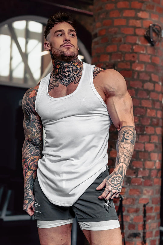 Vital Raw-Hem Tank Top - White