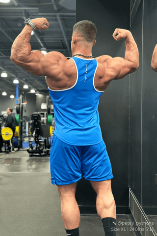 Fast-Dry Bodybuilding Workout Stringer - Blue with White